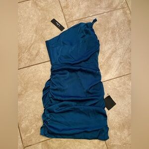 Elegant Blue One-Shoulder Dress